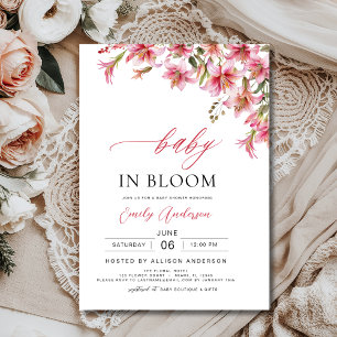 Lilies Baby in Bloom Floral Girl's Baby Shower Invitation