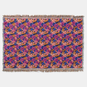 Lilies Decorative Design Retro Chunky Knit  Throw Blanket