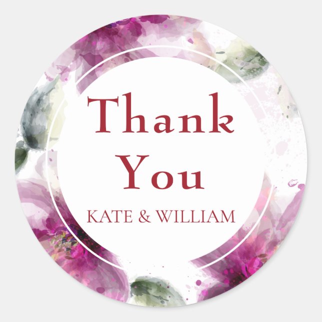 Lilies Floral 40th Wedding Anniversary Thank You Classic Round Sticker (Front)
