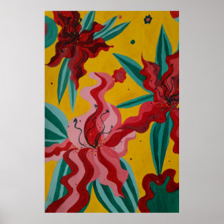 lilies, flowers, abstraction, abstractionism,  poster