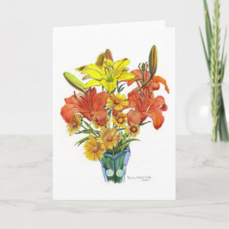 Lilies galore in Coloured Pencil Card