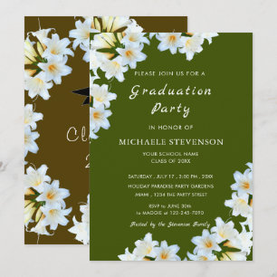 Lilies Graduation Invitation Template Your Colours
