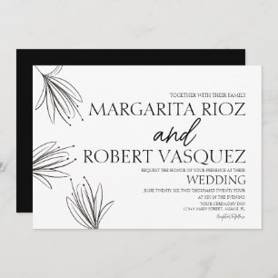 Lilies Hand Drawn Elegant Script Wedding Invitation
