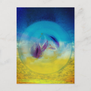 Lilies heart, abstract surreal artwork postcard