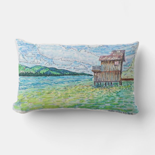 Lilies in Lake Lumbar Cushion (Front)