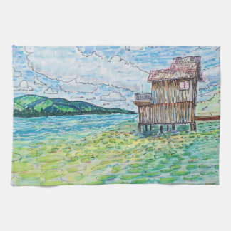 Lilies in Lake Tea Towel