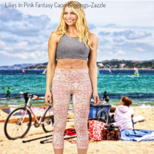 Lilies In Pink Fantasy Capri Leggings