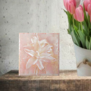 Lilies In Pink Fantasy Ceramic Tile