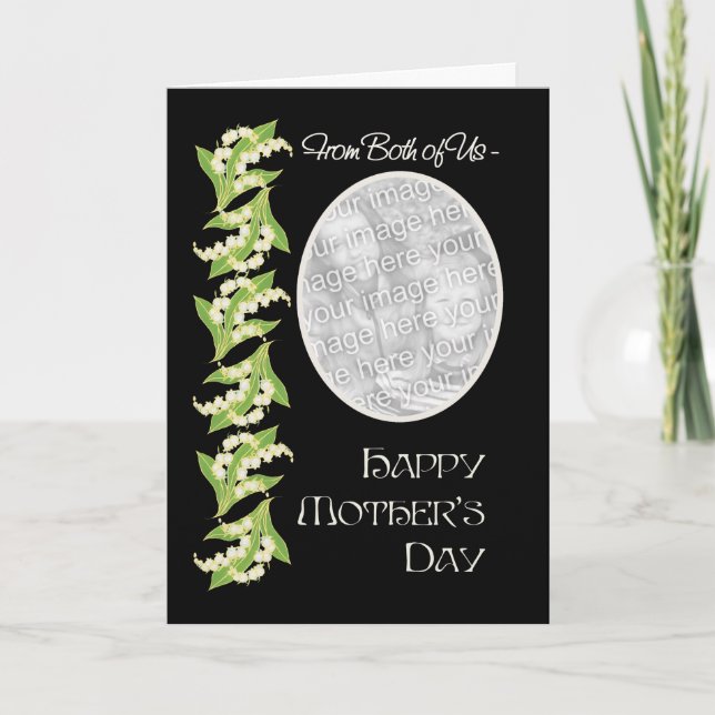 Lilies Mothers Day Photo Card, Black: Both of Us Card (Front)