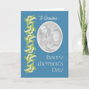 Lilies Mothers Day Photo Card, Blue: for Grandma Card