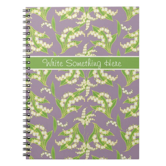 Lilies of the Valley Pattern on Mauve Notebook (Front)