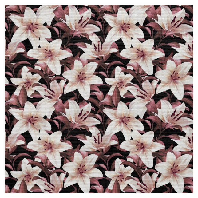 Lilies on black fabric (Swatch)