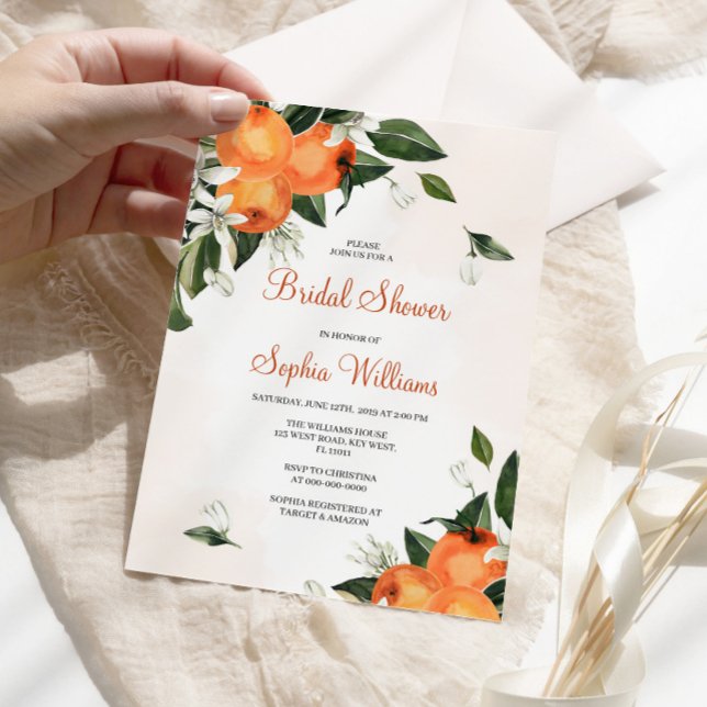 Lilies & Orange Floral Bridal Shower Invitation (Creator Uploaded)