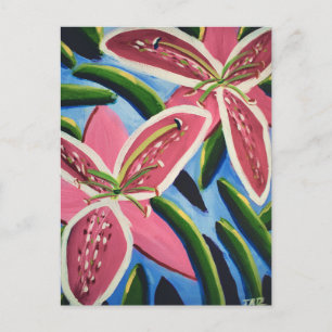 Lilies Painting Postcard by Jasmine   Floral Art 