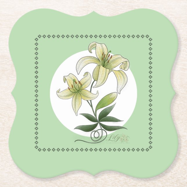 Lilies Paper Coaster (Front)