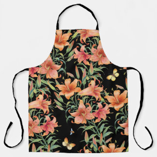 Lilies pattern, seamless floral background. apron