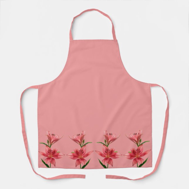 Lilies Pretty Deep Pink Stargazer Lily Apron (Front)
