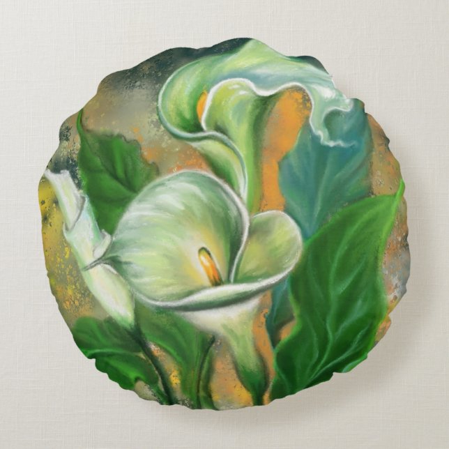 Lilies Round Pillow (Back)
