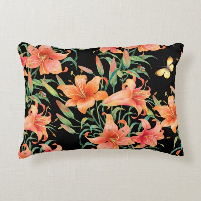 Lilies seamless background pattern.  decorative cushion (Front)