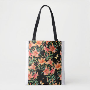 Lilies seamless background pattern. tote bag