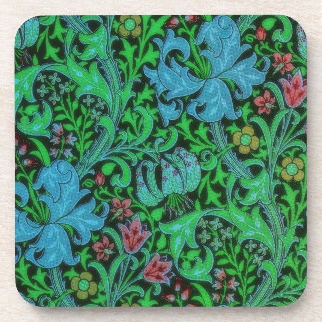 Lilies Vintage Floral Pattern Coaster (Front)