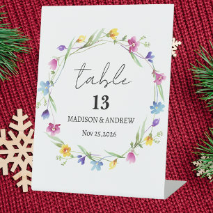 Lilies Wedding Table Number Pedestal Sign