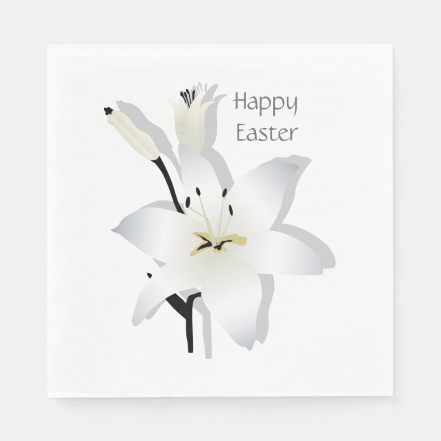 Lilies White Easter Lily Party Napkin (Front)