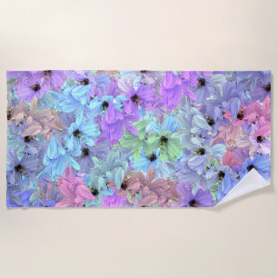 Lilies with bees beach towel