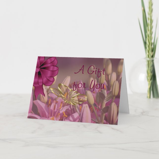 Lilies with Golden Butterfly Gift Card  -customise (Front)