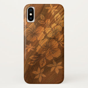 Lilikoi Hibiscus Hawaiian Faux Burl Wood iPhone X Case