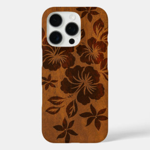 Lilikoi Hibiscus Hawaiian Faux Wood Koa iPhone 16 Pro Case