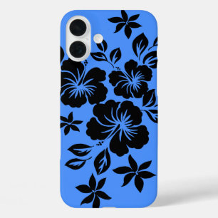 Lilikoi Hibiscus Hawaiian Floral Blue iPhone 16 Plus Case
