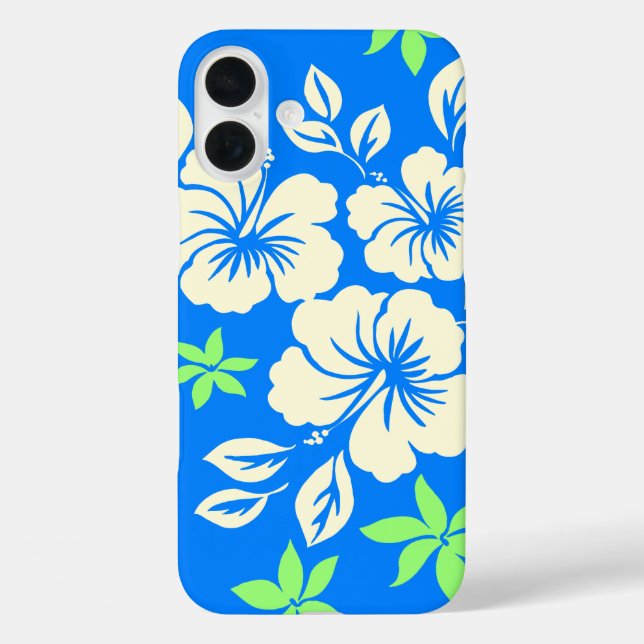 Lilikoi Hibiscus Hawaiian Pareau Blue Case-Mate iPhone Case (Back)
