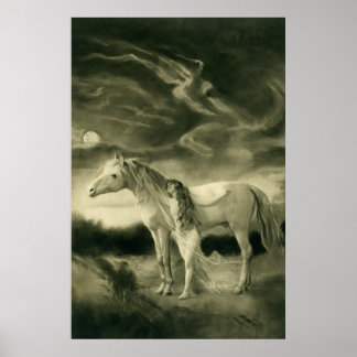 Lilith with white horse poster
