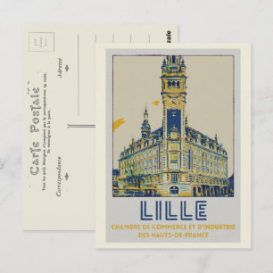 Lille iconic building illustration France Postcard
