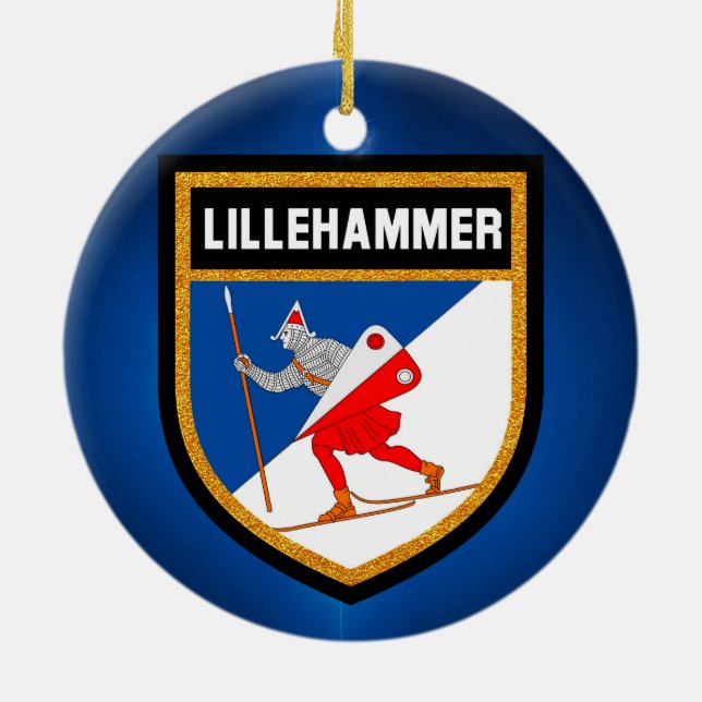 Lillehammer Flag Ceramic Tree Decoration (Back)