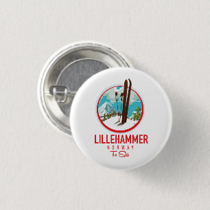 Lillehammer Norway Ski logo 3 Cm Round Badge