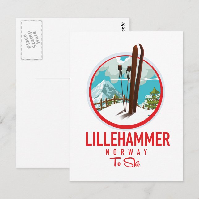 Lillehammer Norway Ski logo Postcard (Front/Back)