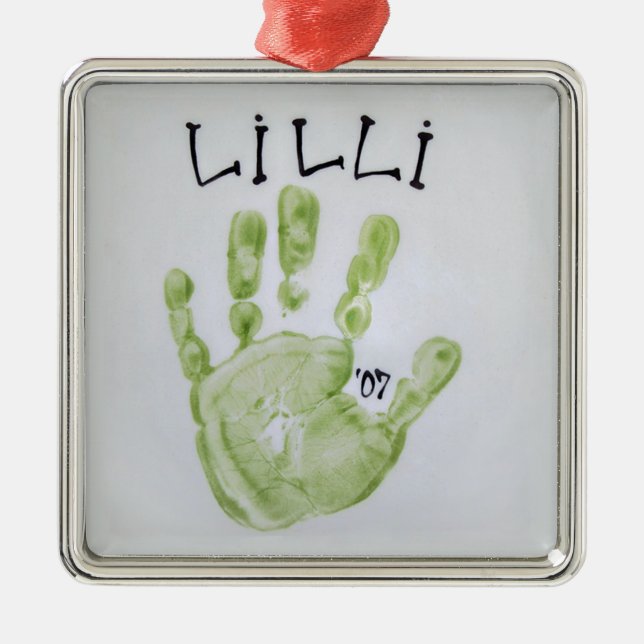 Lilli Hand Square Metal Ornament (Front)