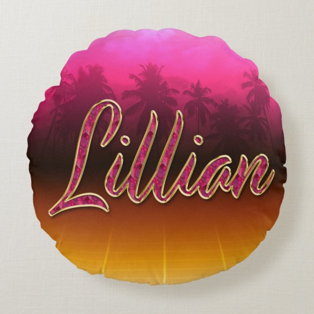 Lillian First Name Golden pink cushions (Front)