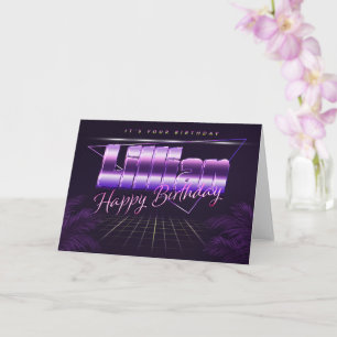 Lillian Name Vorname lila retro Karte Geburtstag Card