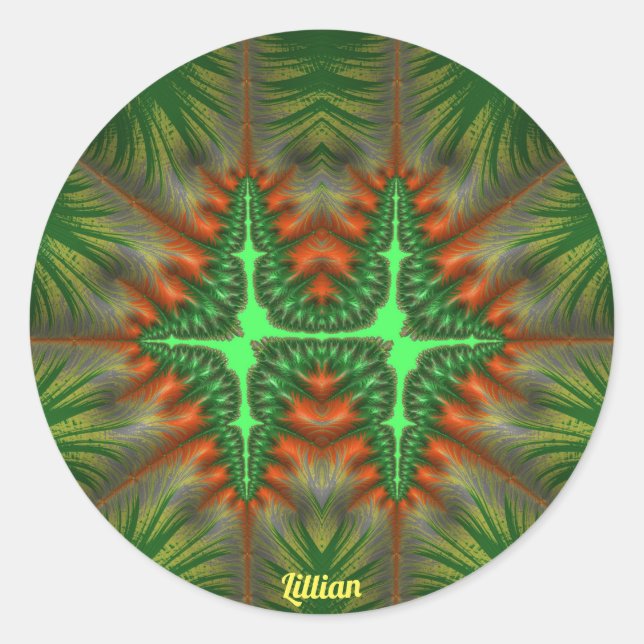 LILLIAN PRETTY 3D! Red and Green ~   Classic Round Sticker (Front)