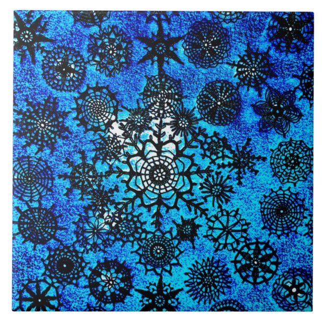 Lillian's Baby Blue Snowflakes Tile (Front)