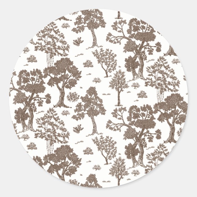 LILLIE Brown Floral Wedding Invitations Classic Round Sticker (Front)