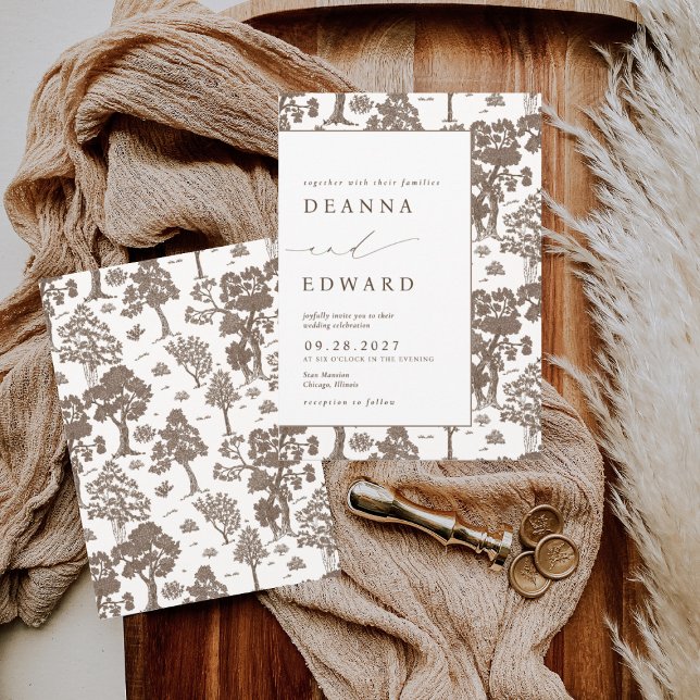 LILLIE Elegant Mocha Brown Wedding Invitation (Creator Uploaded)