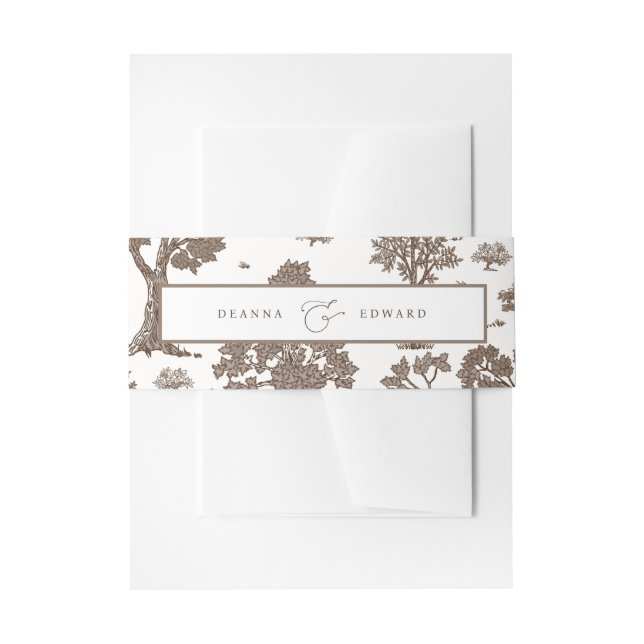 LILLIE Elegant Mocha Brown Wedding Invitation Belly Band (Front Example)