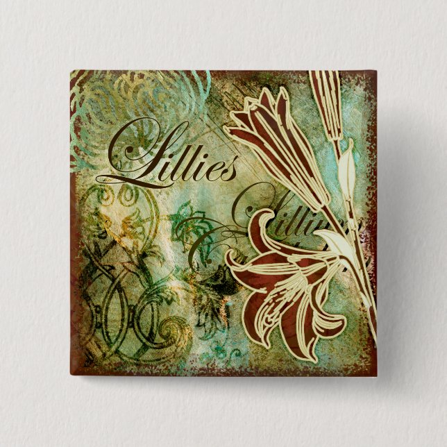 Lillies 15 Cm Square Badge (Front)