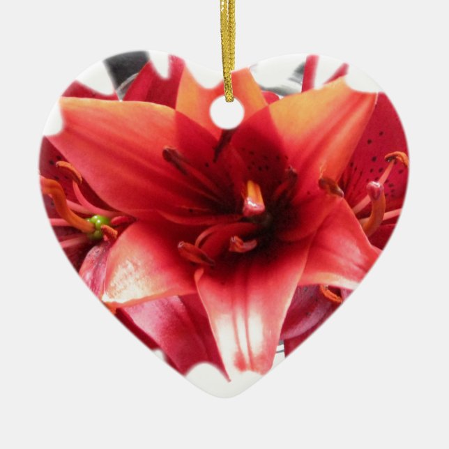 Lillies Ceramic Tree Decoration (Front)