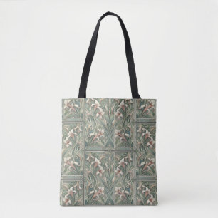 Lillies Dream Art Nouveau half drop Tote Bag