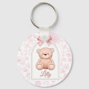 Lilly   Custom Pink Teddy Bear Nursery Design  Key Ring